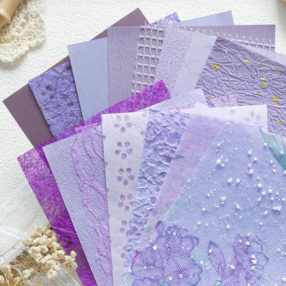 20 Pcs Handmade A5 Textured Scrapbook Paper&Mesh, Junk Journal Supplies