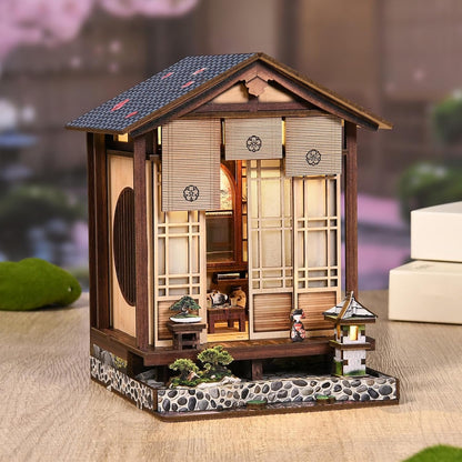 Book Nook Kit, DIY Miniature House Kit for Adults and Teens, 3D Wooden Puzzle Booknook Tiny House Bookshelf Decor, Holiday Craft Gift for Friends, Family(Japanese Courtyard)