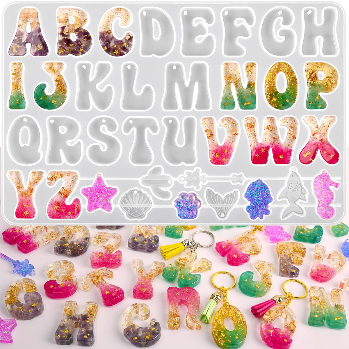Actvty Mini Alphabet Resin Molds - 3Pcs Letter Molds for Epoxy Casting Small Number Alphabet Silicone Mold for DIY Earring Necklace Pendant Jewelry Resin Crafts Decor