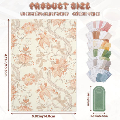 240 Sheets Vintage Floral Scrapbook Supplies, 4.1x5.8 Inch