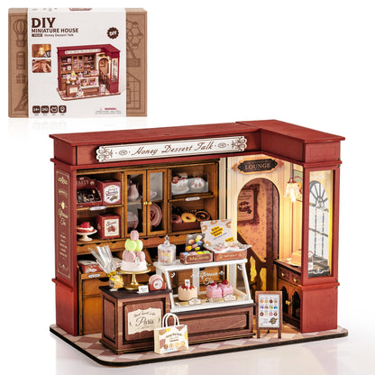 ROBOTIME DIY Miniature House Kit Dollhouse Kit for Adults Mini Tiny House Kit with Furniture Building Model Kit Crafts Creative Gift for Boys Girls (Baking Kitchen)