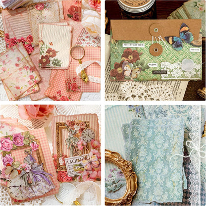 315 Sheets Vintage Scrapbook Supplies Paper Pack with Floral PET Stickers