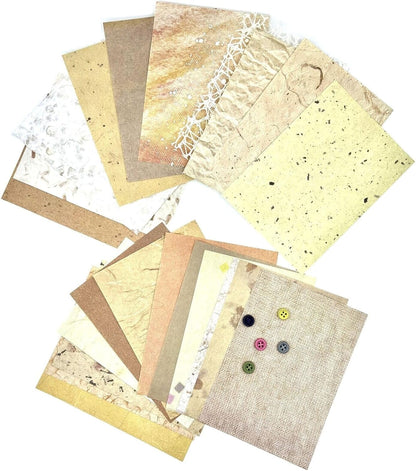 Textured Scrapbook Paper Mesh Fabric - Junk Journal Supplies Assorted Set 51 Sheets Mixed Scrapbooking Materials Boho Cardstock Aesthetic Decoupage Paper for Crafts Planner Collage Embellishments