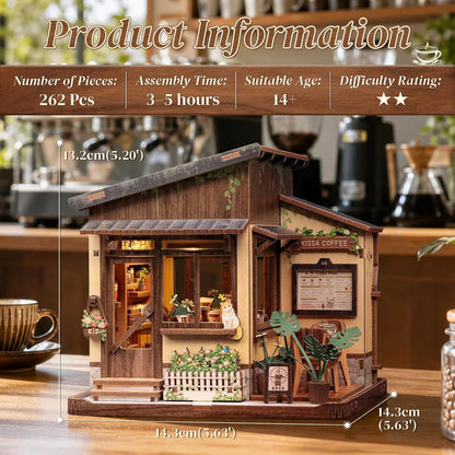 Cutefun Book Nook Kits for Adults, DIY Miniature House Kit Coffee Shop