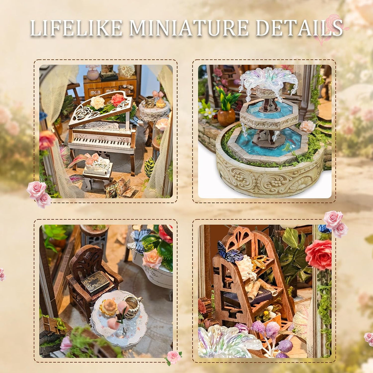 Rose Manor Wooden DIY Miniature House Kit with Music & Lights