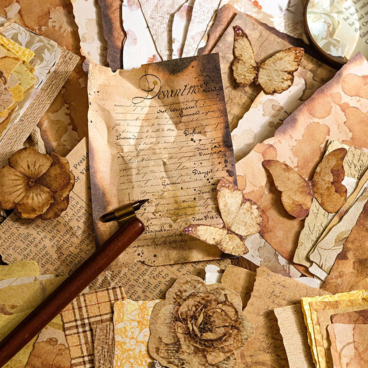 100 Sheets Vintage Scrapbook Papers Journaling Scrapbooking Supplies Kit