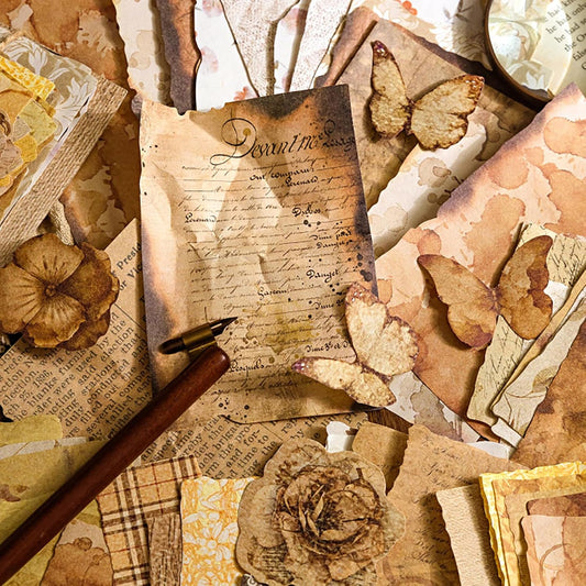 100 Sheets Vintage Scrapbook Papers Journaling Scrapbooking Supplies Kit