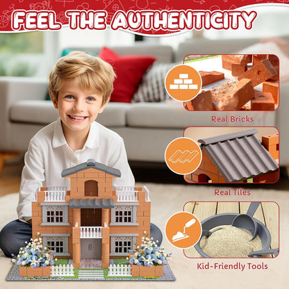 Mini House Building Kit for Kids 8+, Tiny Home with Real Bricks & Tiles