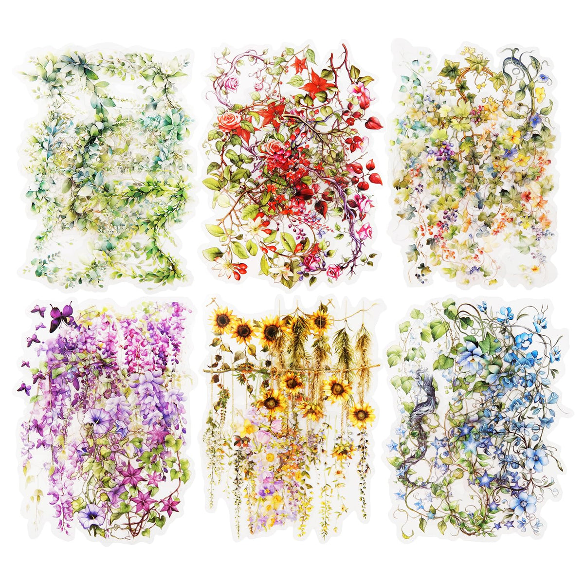 120 Pcs Botanical Leaf Stickers for Scrapbooking and Journaling