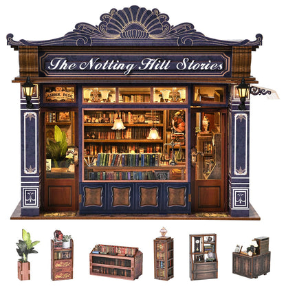 DIY Miniature House Kit, Dollhouse Fantastic Corner Shop for Adults to Build, Birthday/Christmas Day Gift for Family and Friends, Prefab Tiny Home with LED Lights,Corner Dessert House
