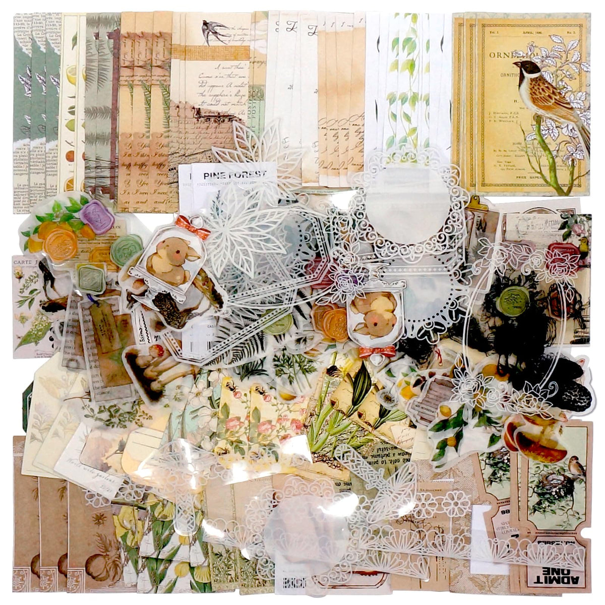 Teniinet 260 PCS Vintage Scrapbooking Supplies Kit for Beginners (Natural)