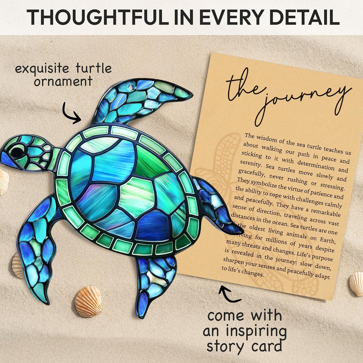 Turtle Ornament, Beach Christmas Ornaments for Tree, Beach Gifts for Women