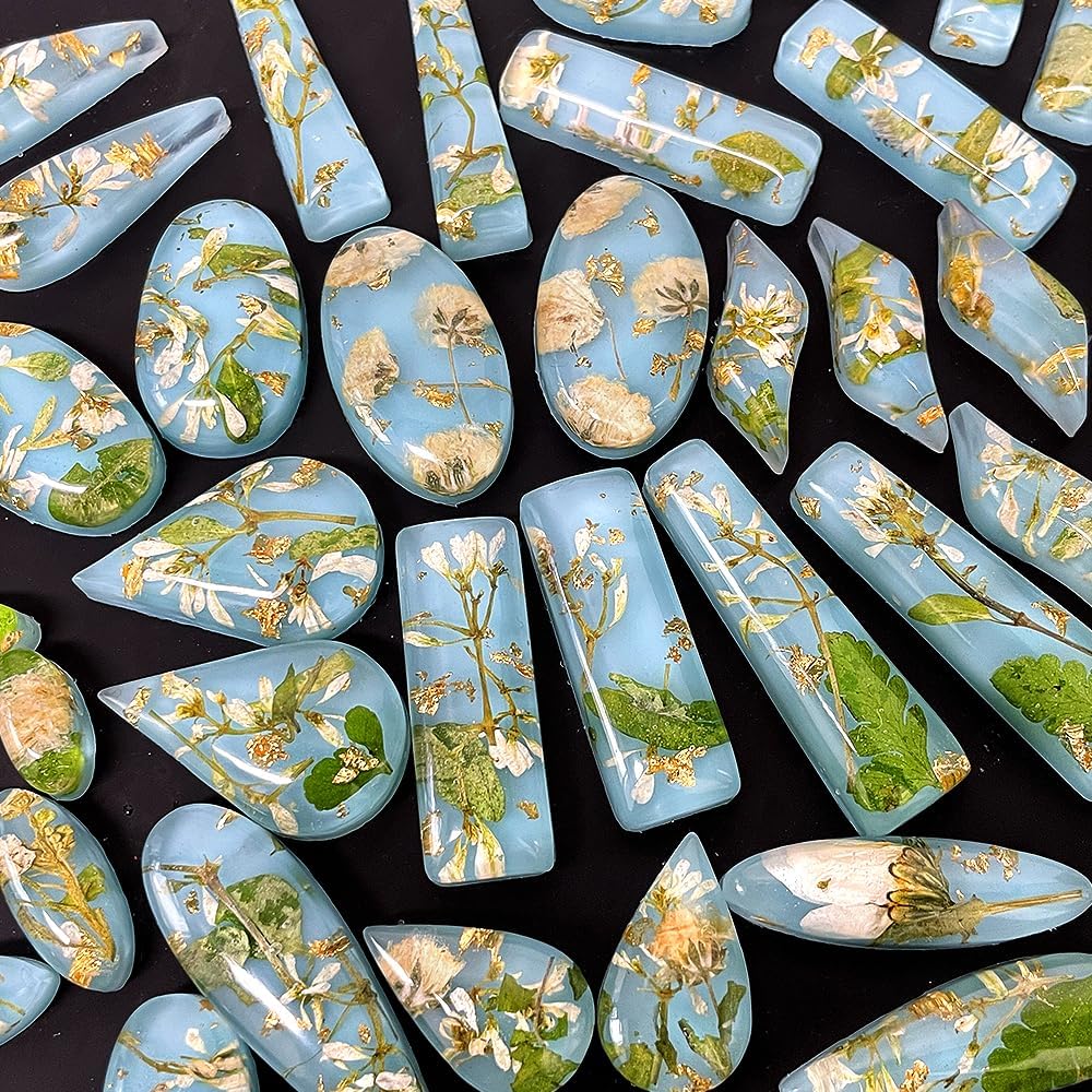 RESINWORLD Stud Earrings Silicone Mold with 41 Paired Shapes, Rectangle Teardrop Dangle UV Resin Mold, Cabochon Jewelry Making Casting Mold