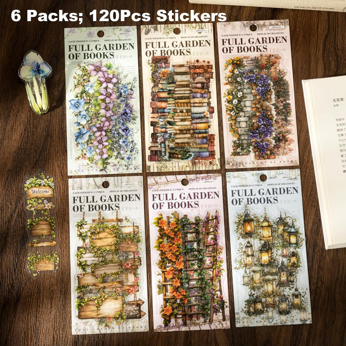 120 Pcs Floral Garden Stickers for Scrapbooking and Journaling