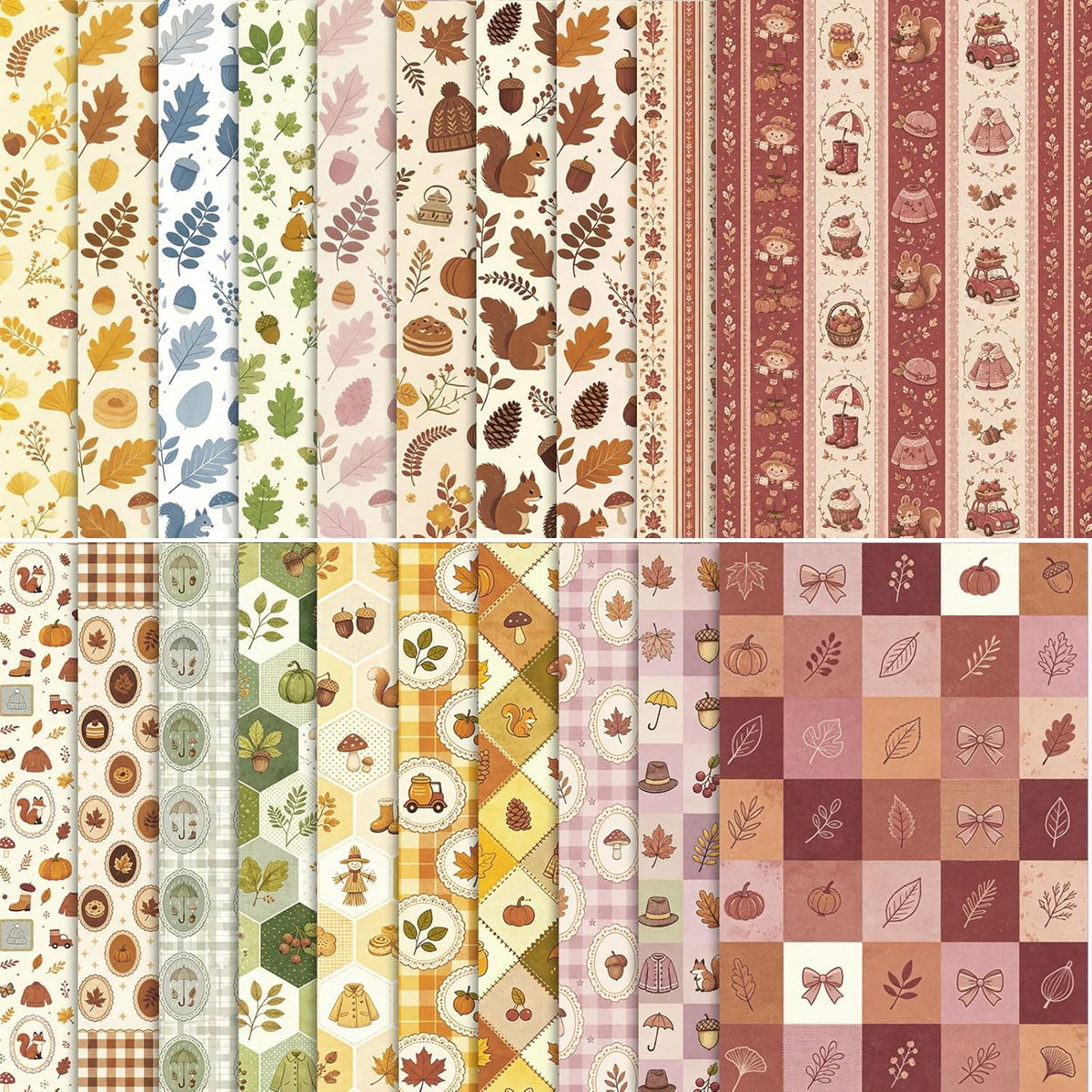 Autumn Scrapbook Paper, 60 Sheets 14 x 21 cm, Orange Brown