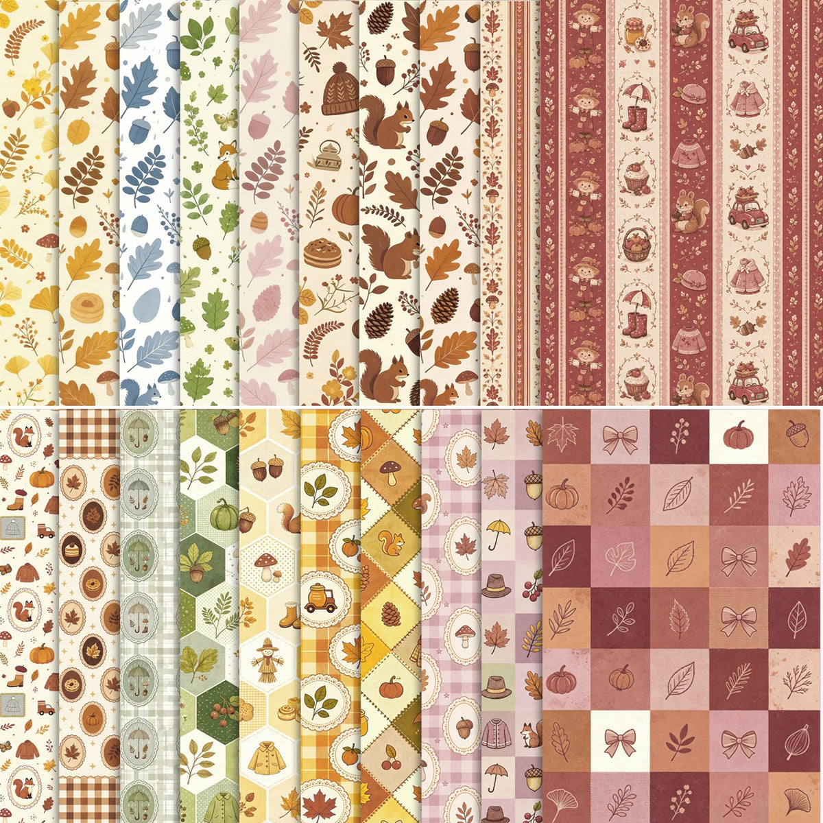 Autumn Scrapbook Paper, 60 Sheets 14 x 21 cm, Orange Brown