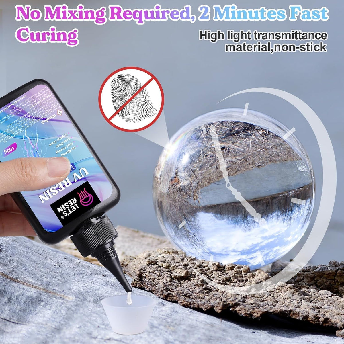 LET'S RESIN UV Resin, 200g High Viscosity Resin for Crafts, Doming, Coating