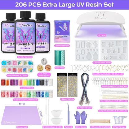 HeyClear 300g UV Resin Molds Kit with Light for Jewelry Making, Keychains
