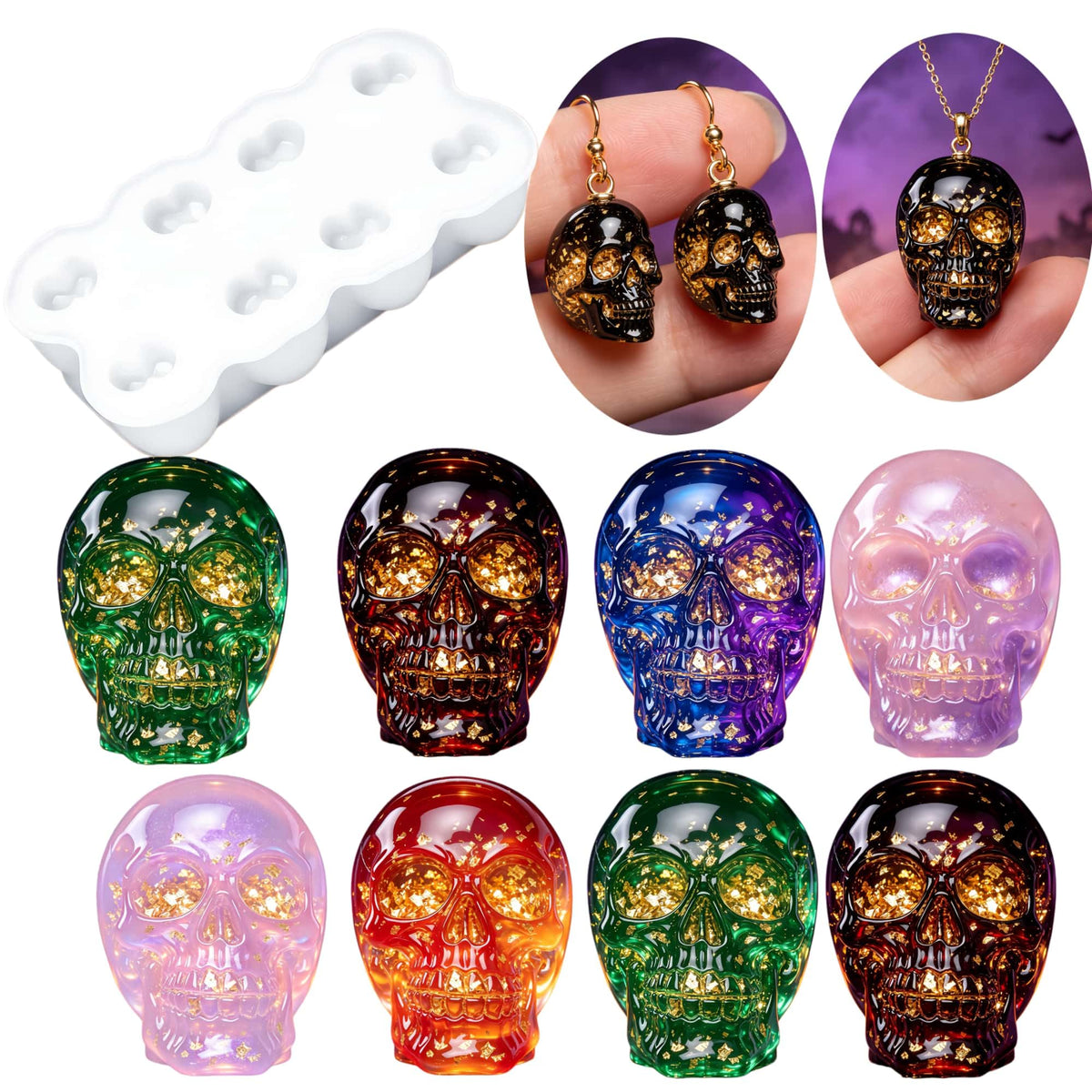4‑Cavity Mini Ghost Epoxy Casting Mold for DIY Earrings Z0259