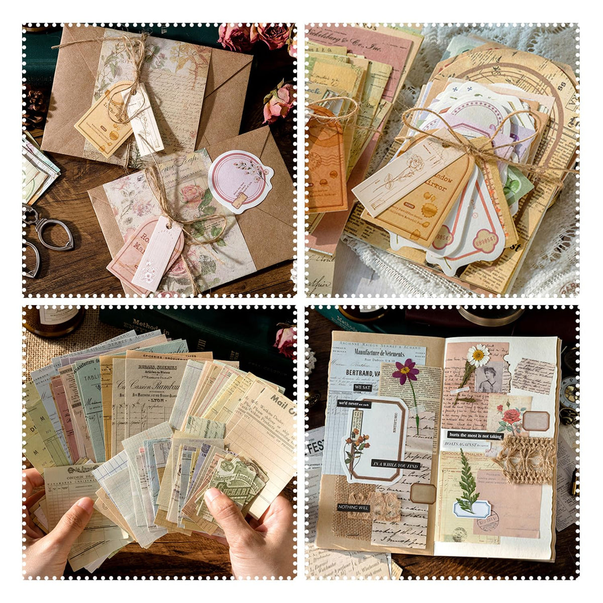 484Pcs Vintage Floral Scrapbook Supplies Kit, Paper & Journaling Stickers