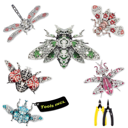 Piececool Metal 3D Puzzles for Adults, Cicada 3D Model Building Kits Insect Themed Animal Fashion Brooch Assembling DIY Crafts Creative Gifts