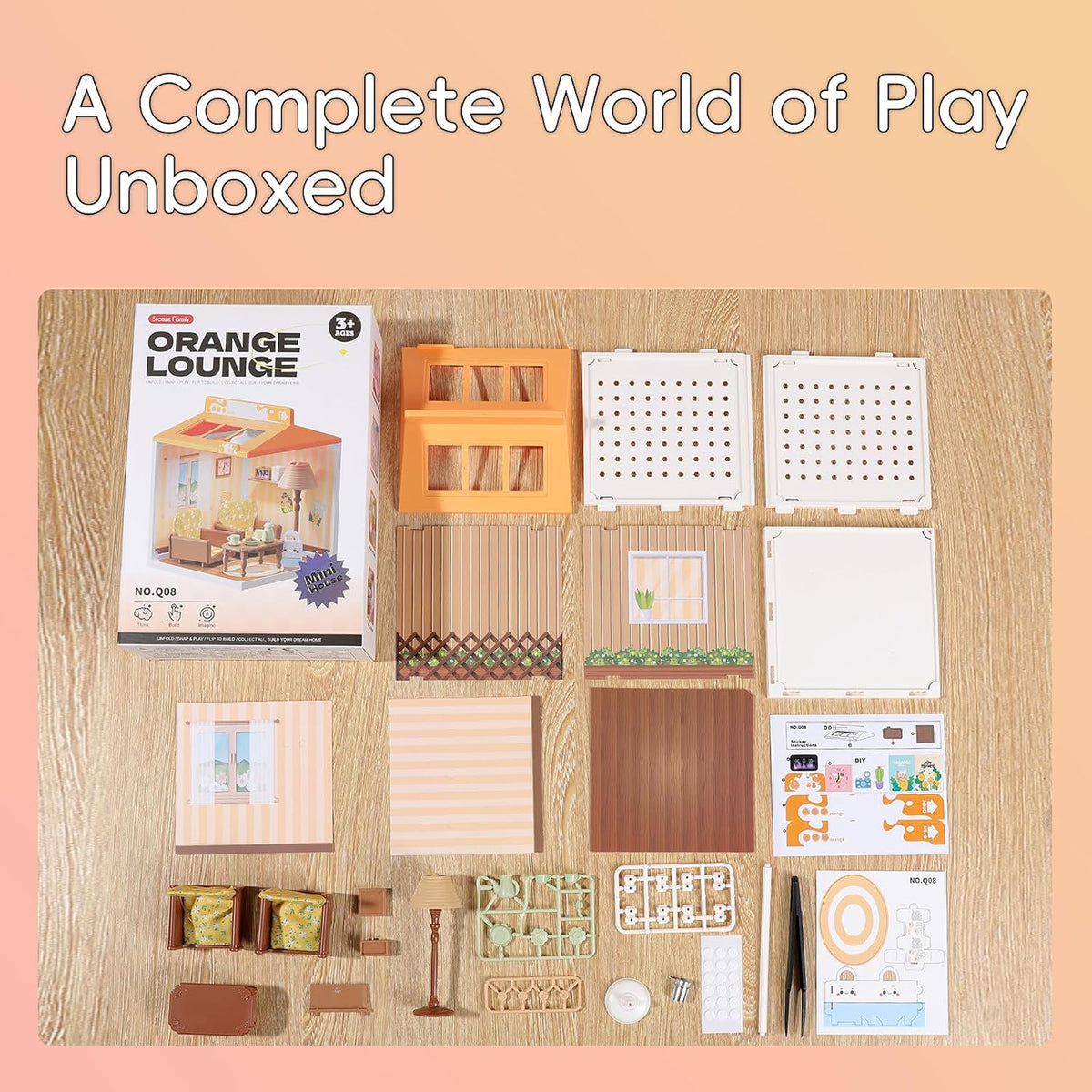 DIY Miniature House Play Kit for Beginners, Playhouse Toys for Boys and Girls, Home Scene Toys, Suitable for Children Aged 345678, immersive Experience of Life Scenes (Sunny Hugs Living Room)