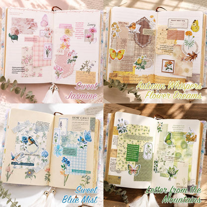 400Pcs Floral Scrapbook Supplies Kit,Junk Journal Supply for Beginner