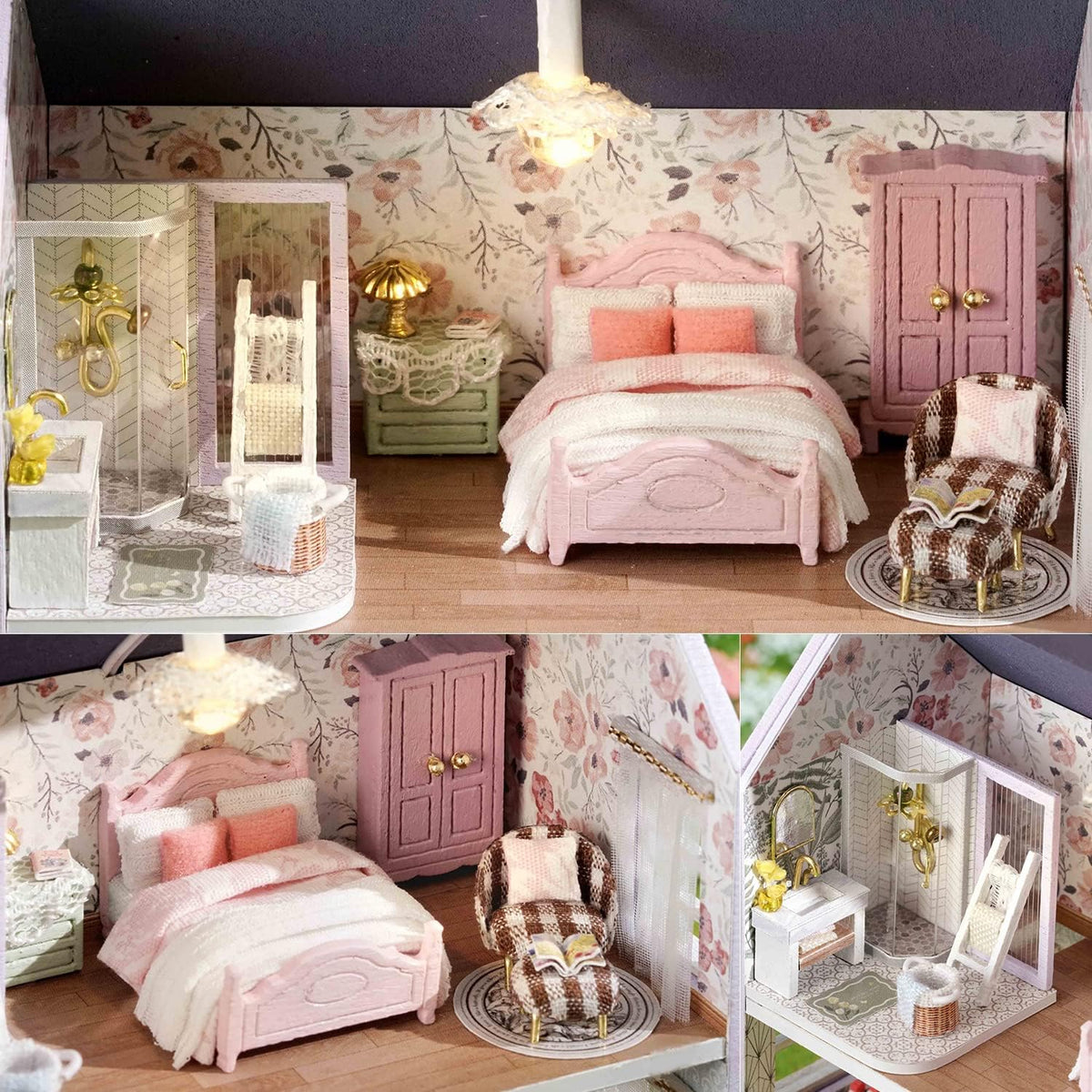 DIY Miniature House Kit with Furniture, Opened & Closed Mini Dollhouse