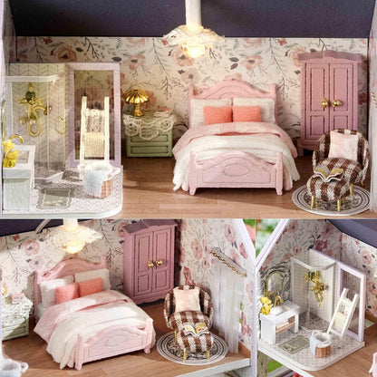 DIY Miniature House Kit with Furniture, Opened & Closed Mini Dollhouse