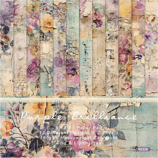 Vintage Floral Scrapbook Paper Pad - Flower Patterned Paper Pads, 6x6 Single-Sided Art Junk Journal Scrapbooking Paper Supplies for Card Making Cottagecore Picture Collage