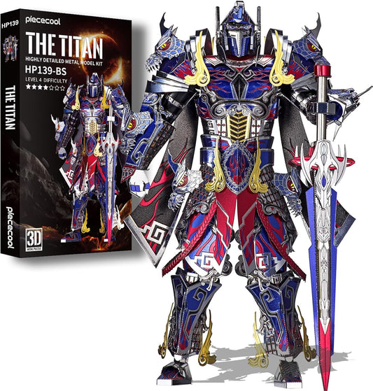 Piececool 3D Metal Puzzles Mecha Model Kits-The Titan Figure Model Building Blocks Kits for Adults, DIY Brain Teaser 3D Puzzle for Men Teen Students Hobbies Fidget Gifts -157 Pcs