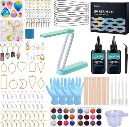Resiners 190PCS UV Resin Kit with Light for Jewelry Making