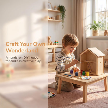 Menolana Children Assembly House DIY Miniature Buildable Wooden Model Paintable Cabin Toy Assembly Dollhouse Project Suitable for Desk Placement Imaginative Role-Play
