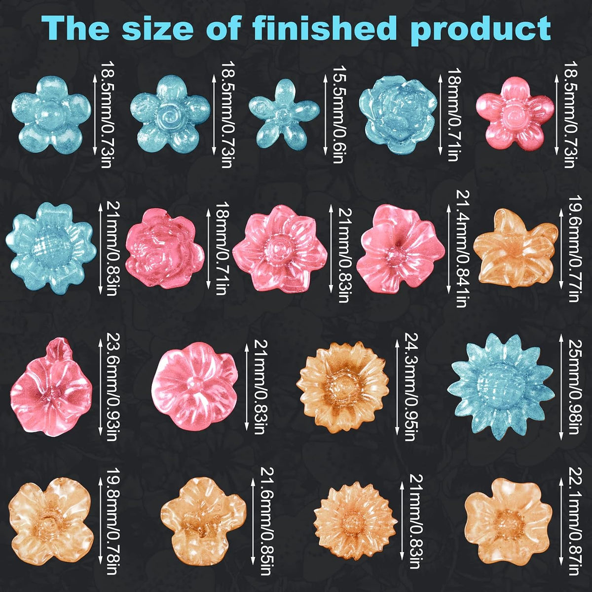 OIIKI 3PCS 3D Flower Resin Silicone Molds, Daisy Sunflower Casting Molds