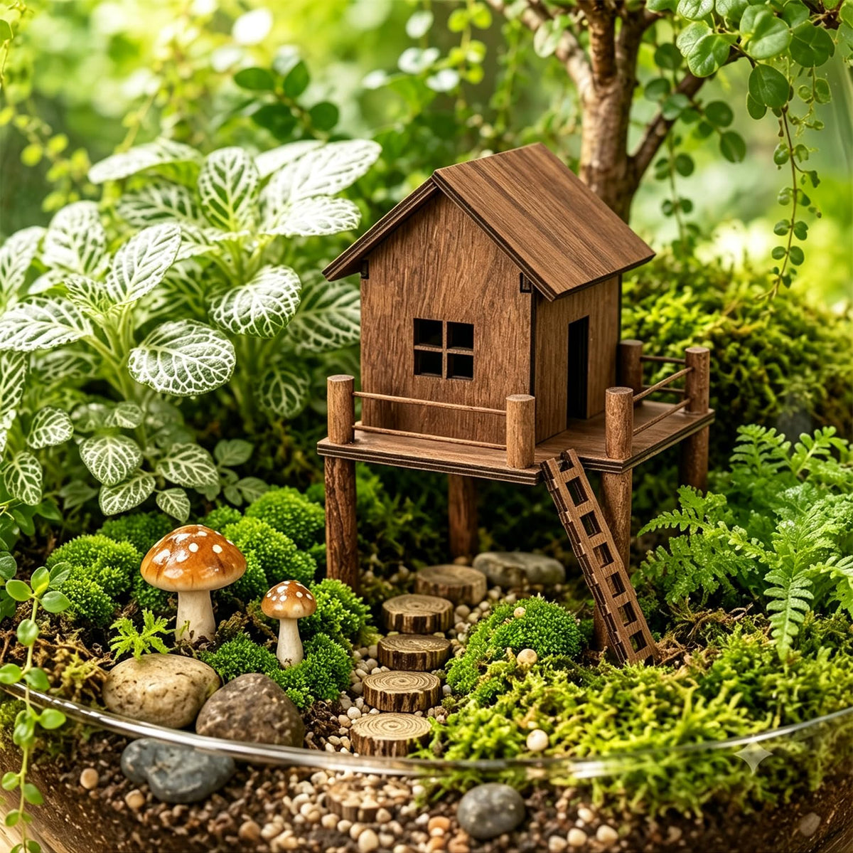 Timberwood Mini Treehouse for Indoor Plant Pots, Fairy Gardens
