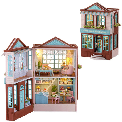 Flever Dollhouse Miniature DIY House Kit Creative Room with Furniture for Romantic Valentine's Gift (Warm House)