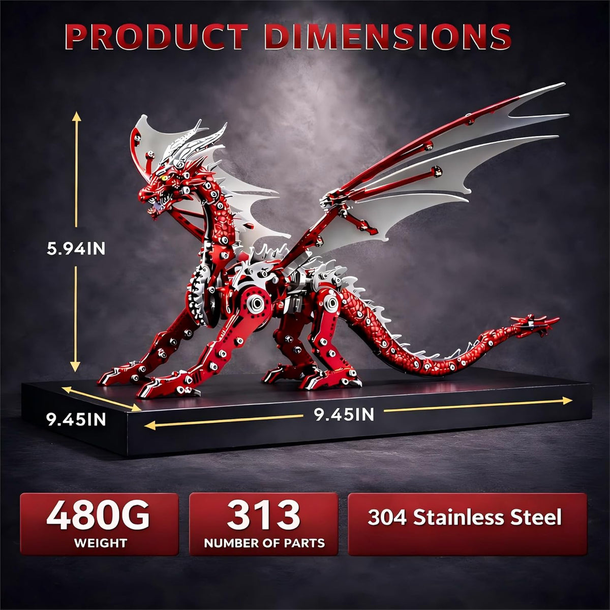 3D Metal Puzzles for Adults, Mechanical Dragon Model Kit