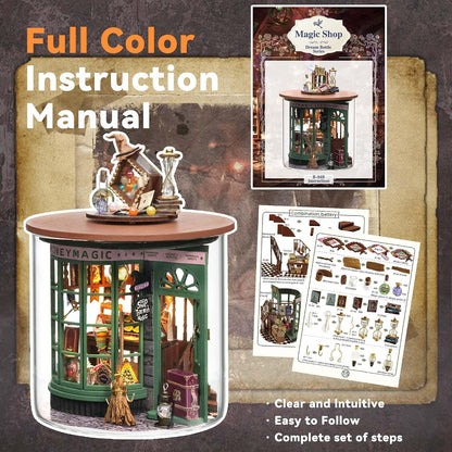 Flever Dollhouse Miniature DIY House Kit Creative Room Dream Bottle Series with Furniture for Romantic Valentine's Gift (Magical Shop)