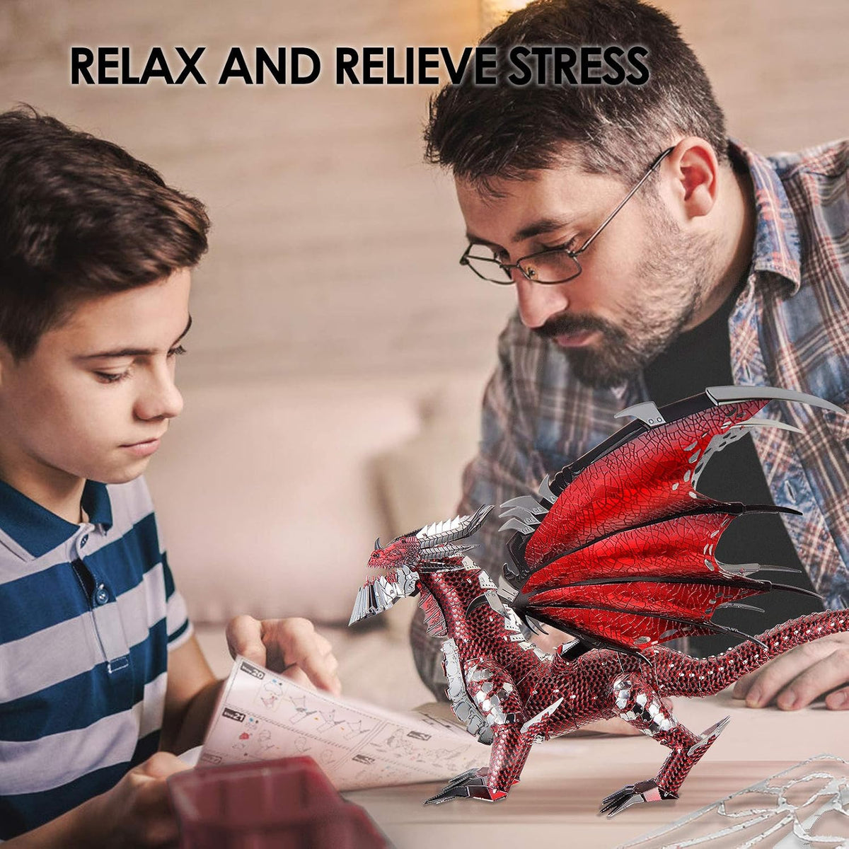 Piececool 3D Metal Model Kits-Black Dragon King, DIY 3D Puzzles for Adults Brain Teaser Puzzles for Teens, Great Birthday New Year Gifts, 107 Pcs