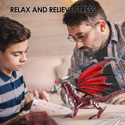 Piececool 3D Metal Model Kits-Black Dragon King, DIY 3D Puzzles for Adults Brain Teaser Puzzles for Teens, Great Birthday New Year Gifts, 107 Pcs