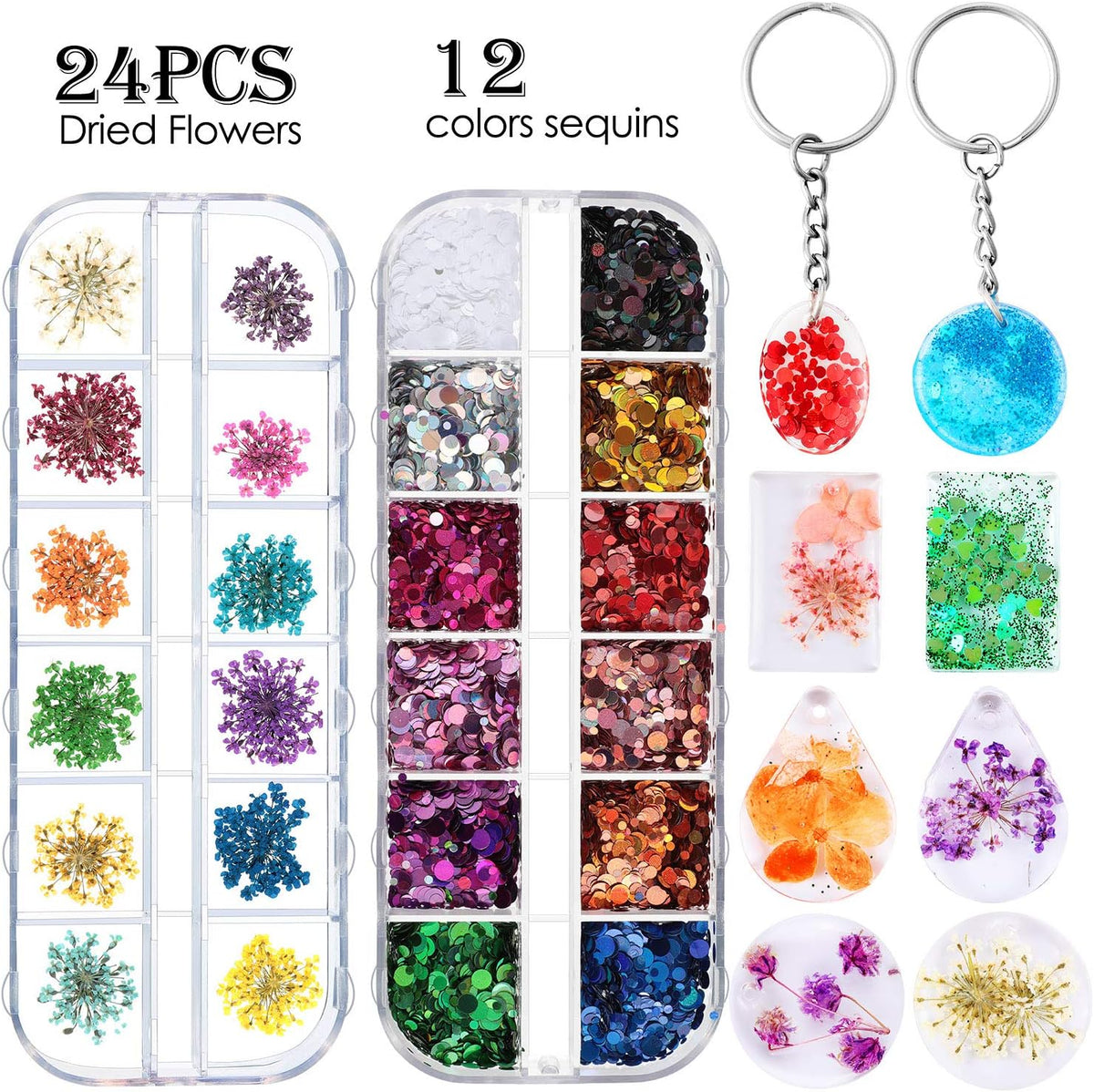 WILLBOND 67 Pieces Resin Keychain Molds Silicone with Hole, 5 Shapes
