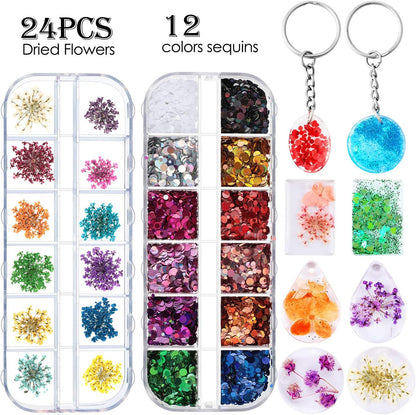 WILLBOND 67 Pieces Resin Keychain Molds Silicone with Hole, 5 Shapes