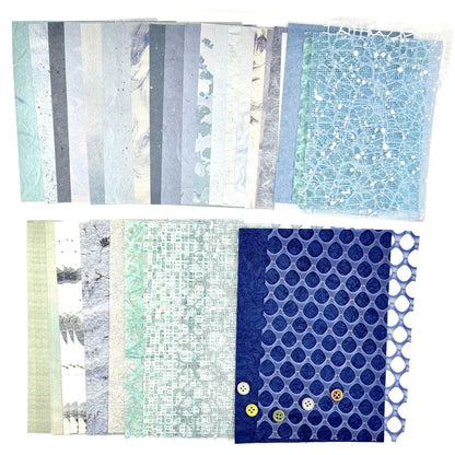 Textured Scrapbook Paper Mesh Fabric - Junk Journal Supplies Assorted Set 51 Sheets Mixed Scrapbooking Materials Boho Cardstock Aesthetic Decoupage Paper for Crafts Planner Collage Embellishments