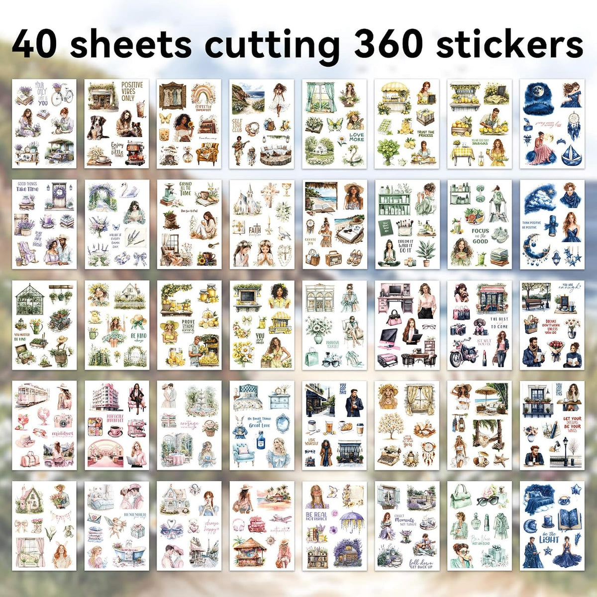360 PCS People Stickers Book for Adults - Vintage Aesthetic Journaling Supplies Kit with Women Figures｜Scrapbooking,Card Making & Water Bottle DIY