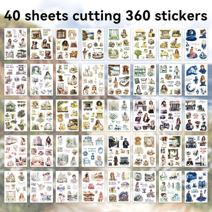 360 PCS People Stickers Book for Adults - Vintage Aesthetic Journaling Supplies Kit with Women Figures｜Scrapbooking,Card Making & Water Bottle DIY