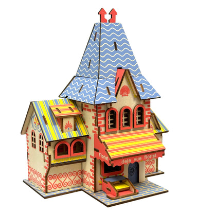Log Cabin 3D Wooden House Puzzle,DIY Mini Building Model Kit，001