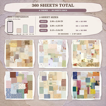 360 Sheets Vintage Scrapbook Paper, Junk Journal Supplies & Collage