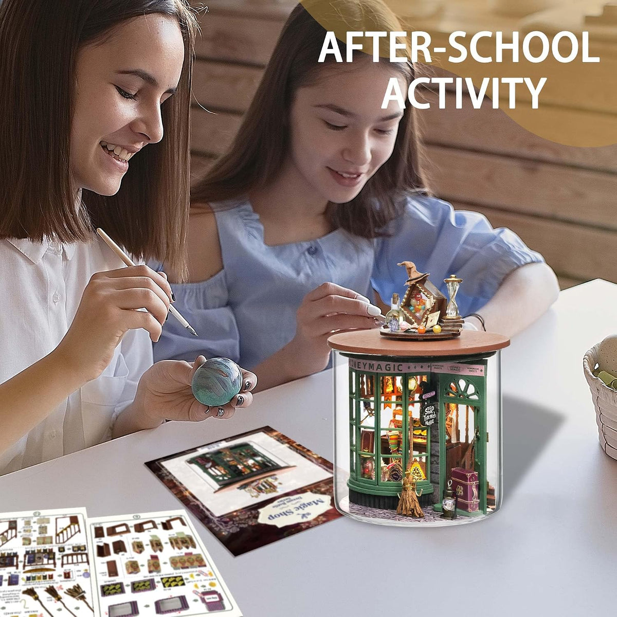 Flever Dollhouse Miniature DIY House Kit Creative Room Dream Bottle Series with Furniture for Romantic Valentine's Gift (Magical Shop)