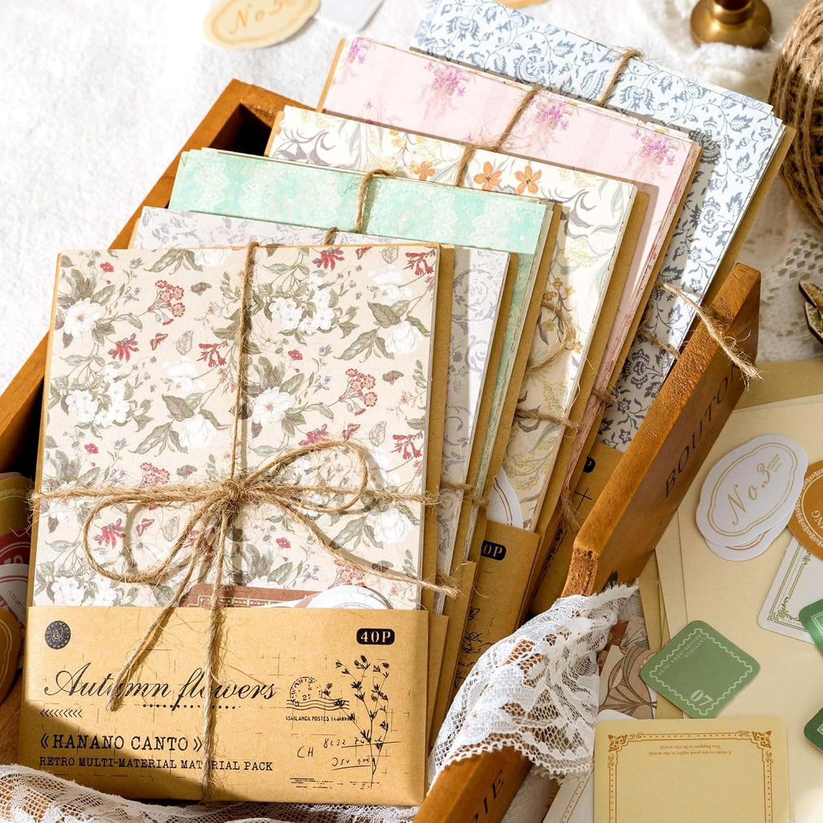 40Pcs Decorative Paper, Scrapbook Pack, Journal Supplies, Craft Paper