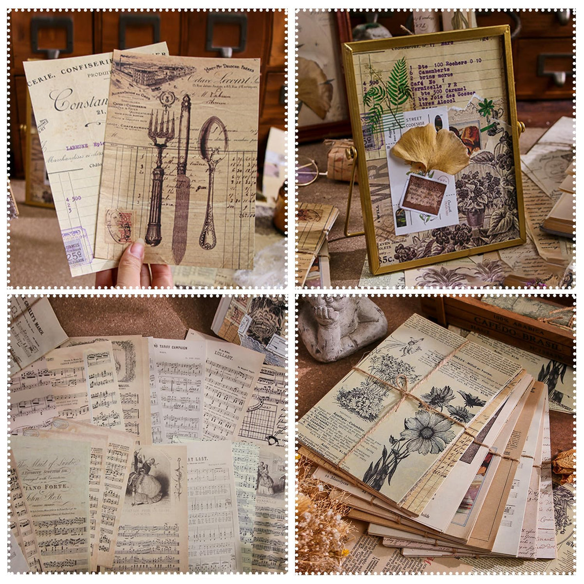 484Pcs Vintage Floral Scrapbook Supplies Kit, Paper & Journaling Stickers